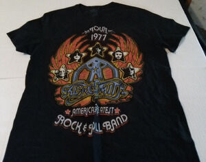 Aerosmith Shirt Mens Medium Black red 1977 Tour Americas Greatest Rock N Roll